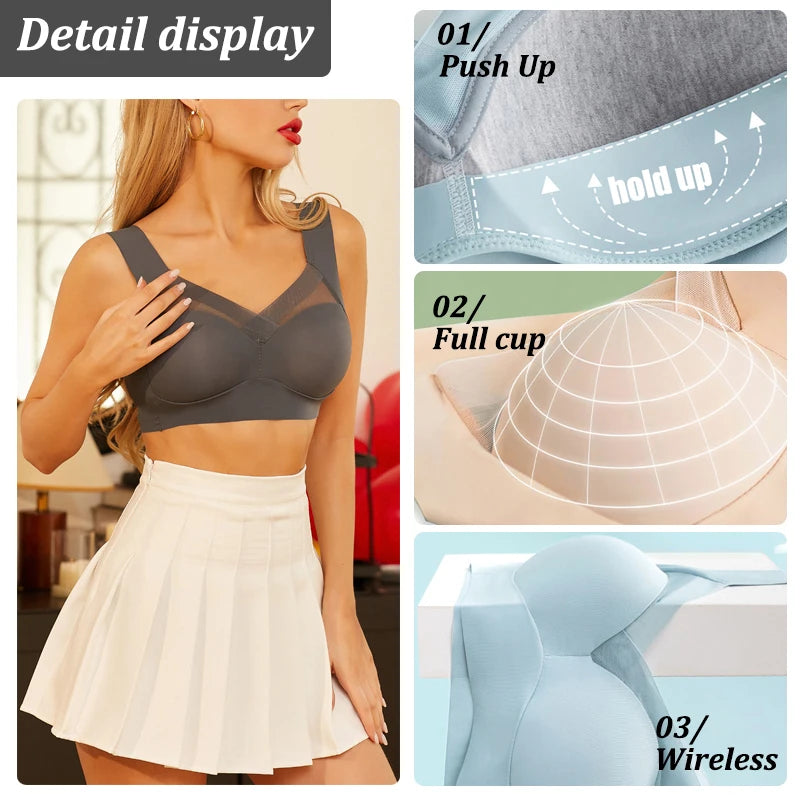 Women Sexy Bra Full Cup Brassiere Female U Back Underwear Lace